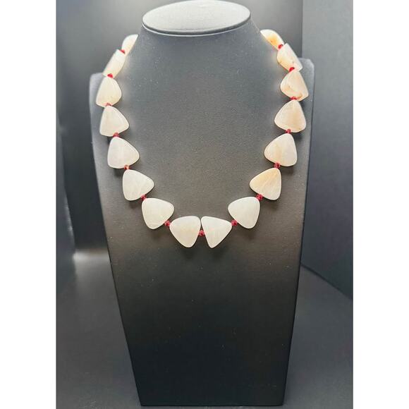 Vintage Geometric White Quartz Stone Collar Necklace - Picture 2 of 9
